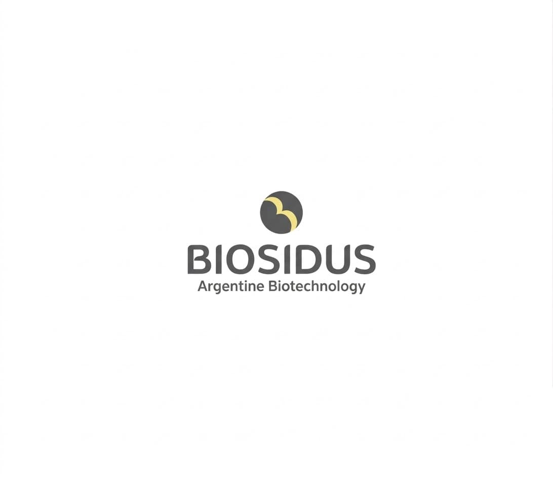 Biosidus Argentine Biotechnology logo featuring a dark gray circle with a yellow stylized letter B.